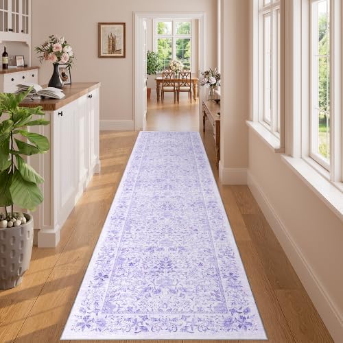 DUKINO 2.6x8 Runner Rug, Washable Vintage Floral Kitchen Rug - Image 3