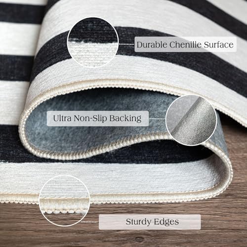 Black and White Striped Outdoor Rug - Image 3