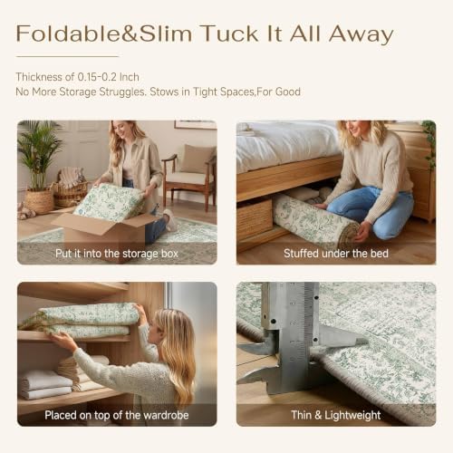 PureCozy Sage Green Area Rug 7x9 Vintage Floral - Image 6