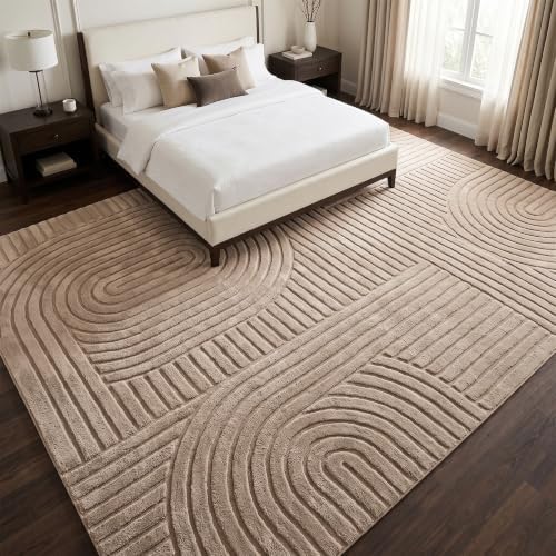Brown Solid Area Rug 10x14, Washable Non Slip Rugs - Image 6
