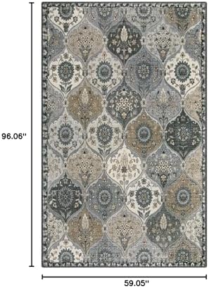 Lahome Moroccan Washable Living Room Rug, 5x8 Rugs - Image 2