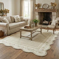 Garvee Scollaped Rugs for Living Room 5x7 Area Rugs for Bedroom Soft Beige by Garvee