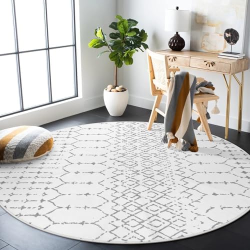 Lahome Moroccan Round Area Rug 5Ft Machine Washable Soft Round Bedroom Rugs - Image 6