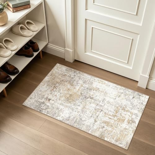 LOONGRUG Runner Rug 2x4 Washable Non-Slip Neutral Modern Abstract Rug by LOONGRUG