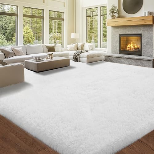 10x12 White Shag Area Rug for Living Room - Image 2