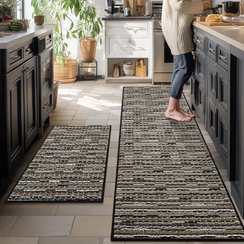BSICPRO Kitchen Rugs Sets of 2, Non Slip Kitchen Mats by BSICPRO