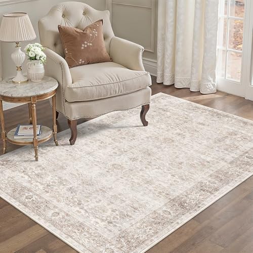 3x5 Washable Neutral Rug for Bedroom Vintage Entryway Office Carpet - Image 2