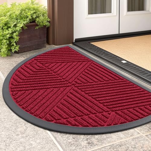 Smiry Half Circle Front Door Mat Outside Entrance, Rubber Doormat by Smiry
