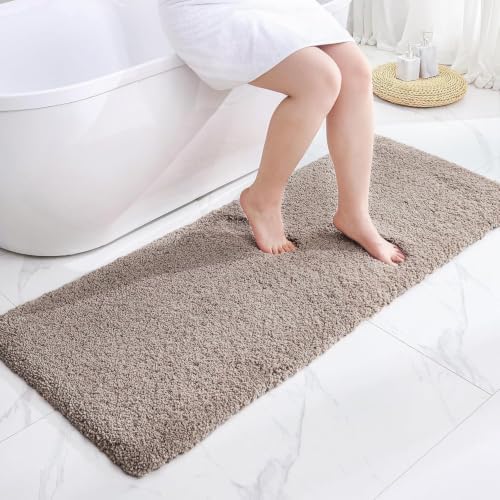 Disolla Taupe Grey Bathroom Runner Rug 24x70, Plush Extra Large Bath Mat by Disolla