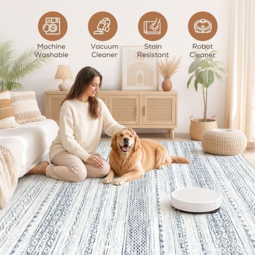 Nakagishi 6x9 Area Rugs Living Room: Washable Boho Large Neutral Soft Farmhouse - Image 3