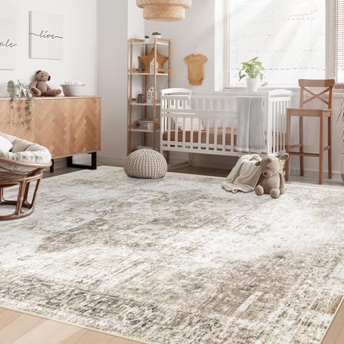 Area Rug 6x9 Washable Rug, Vintage Boho Medallion Rugs Non-Slip Soft Low Pile - Image 3