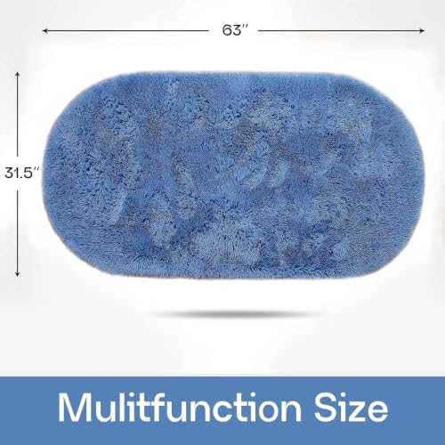 LOCHAS Bedroom Rug 2.6' x 5.3', Light Navy Fluffy Area Rug - Image 2