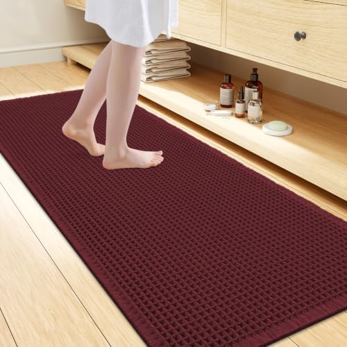 Smiry Waffle Bath Mat 47X24, Extra Soft Absorbent Bathroom Rugs by Smiry