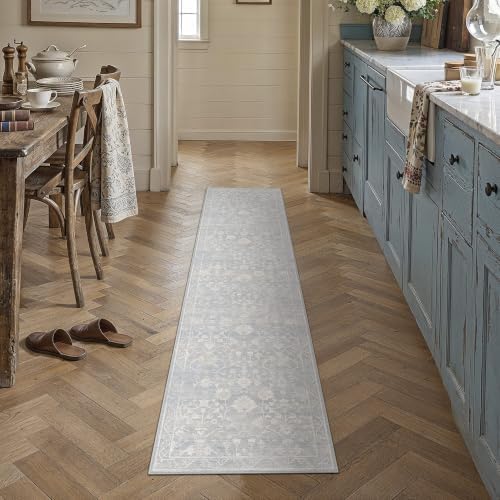 HUGEAR 2x8 Blue Neutral Runner Rugs Washable Rug Carpet by HUGEAR