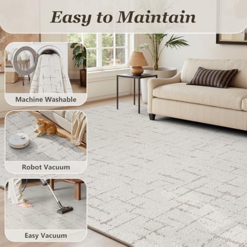 Engiw-Cream White Neutral 8x10 Area Rug - Image 6
