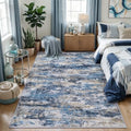 Tangsoo Blue Abstract 3x5 Washable Area Rug, Modern Non Slip Accent Rugs by Tangsoo