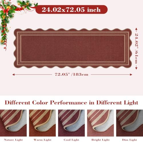 Scalloped 2x6 Christmas Runner Rug, Washable Rugs - Image 2