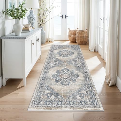 Washable Kitchen Runner Rug 3x6: Indoor Soft Low Pile Hallway Runners Vintage by YOUFORTONG