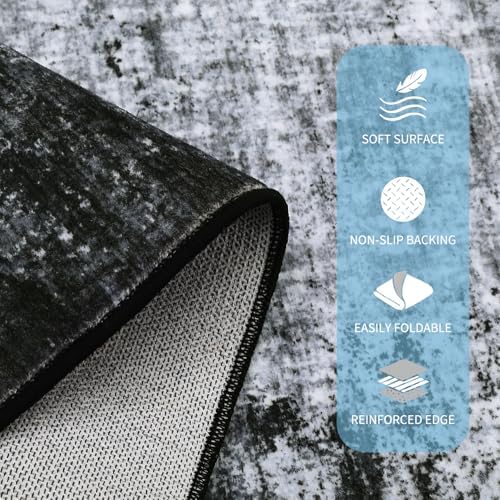 GarveeHome Machine Washable Runner Abstract Hallway Rugs 2x6 Grey - Image 3