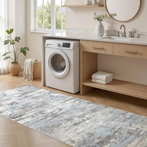 3x8 Runner Rug, Abstract Washable Hallway Rugs - Image 5