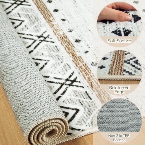 BESTSWEETIE 6x9 Area Rugs for Living Room Washable Moroccan Farmhouse Neutral - Image 2