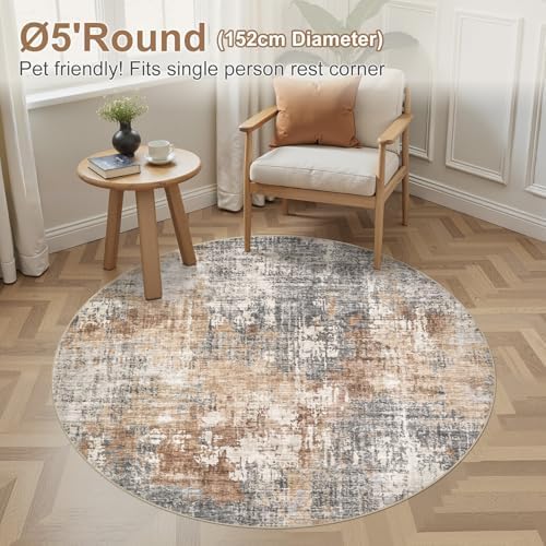 DMOYEST 5ft Round Area Rug Living Room Rugs - Image 4