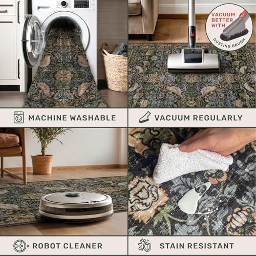 7x10 Green Washable Kitchen Table Rug - Image 4