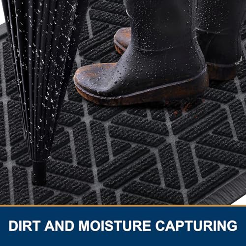 Smiry Front Door Mat Outside Entrance, Low Profile Rubber Doormat - Image 2