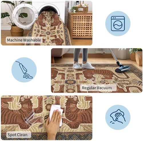 GarveeHome 4x6 Tiger Washable Rug Entryway Boho Bedroom Non Slip Vintage - Image 6