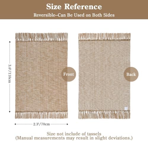 Collive Boho Bathroom Rug, Hand-Woven Cotton Layering Rug - Image 2