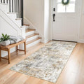 3x6 Washable Non-Slip Kitchen Runner Rug – Modern Abstract Wide Carpet Runner by ZHXXUJ