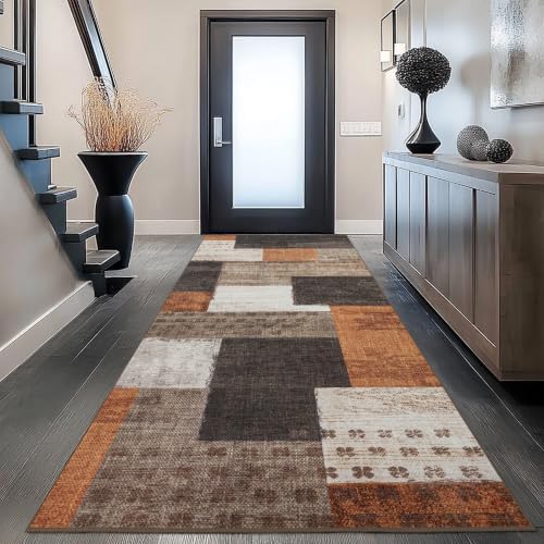 Modern Geometric Patchwork Indoor Runner Rug - Image 2