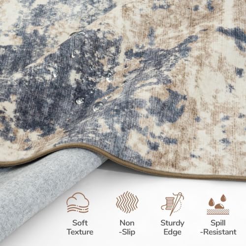Lessymo Bedroom Rugs 6x9, Washable Carpet Living Room, Abstract Brown - Image 2