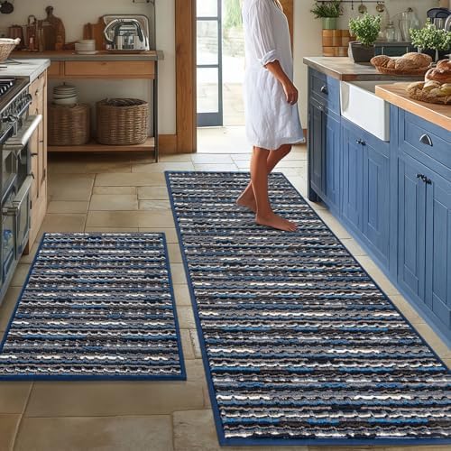 BSICPRO Kitchen Rugs Sets of 2, Non Slip Kitchen Mats by BSICPRO