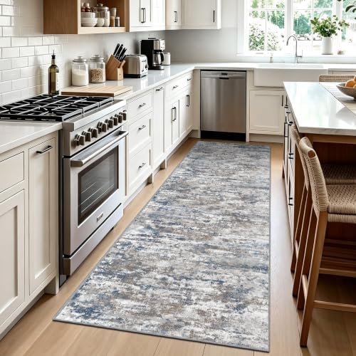 Hallway Runner Rug 3x8 Textured Non Slip Carpet Runner, Abstract Multi - Image 2