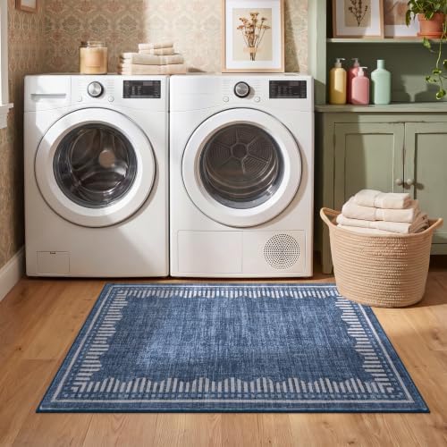Garvee Small Area Rugs 2x3 Blue Washable Entryway Scalloped Throw Carpet by Garvee