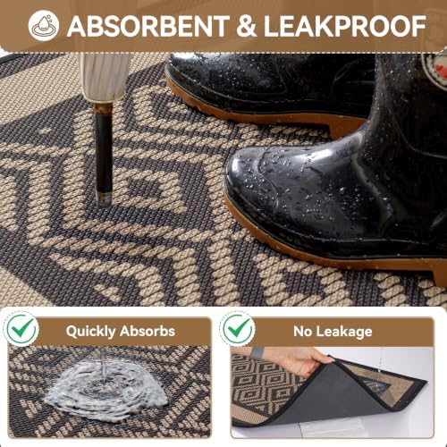 Indoor Door Mat Thin Low Profile Entryway Mats Brown 31"x47" - Image 4