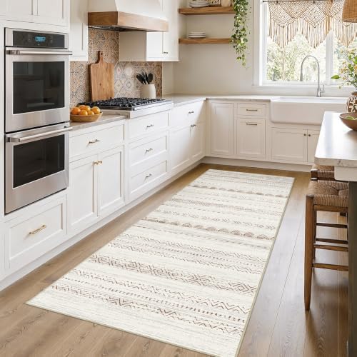 Nakagishi Runner Rug Kitchen Washable Rugs: 3x8 Non-Slip Boho Soft Modern Stain by NakagishiAreaRug