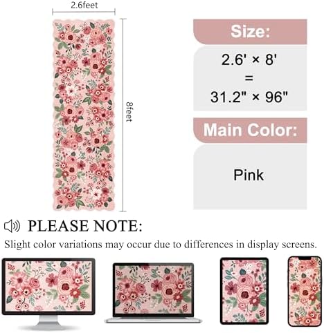 DUKINO 2.6x8 Runner Rug, Floral Washable Kitchen Rugs Non Slip - Image 2