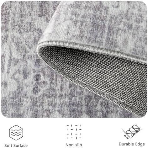 5x7 Area Rugs, Washable Vintage Retro Floral Rug - Image 5
