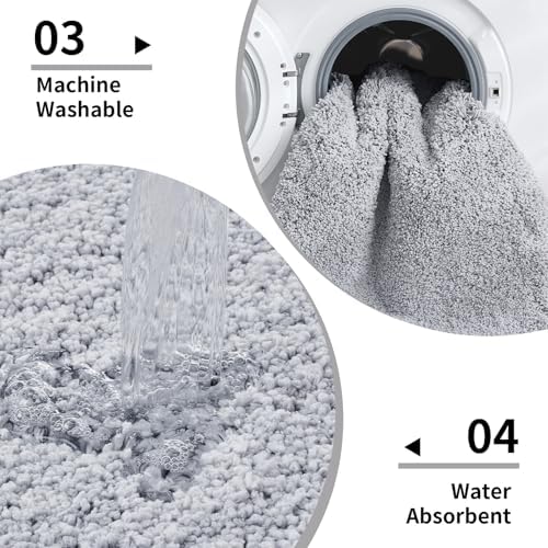 Disolla Toilet Rug 22x24 Silver Grey, Soft Toilet Mat U-Shaped Washable - Image 5