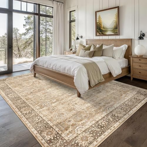Zeeinx 8x10 Washable Area Rug Beige Netural Rug - Image 3