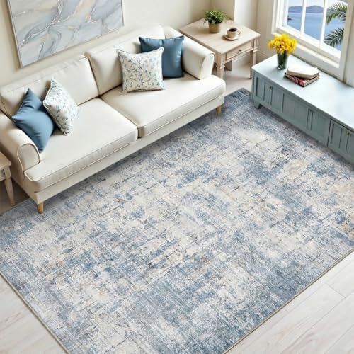 Washable 4'x6' Abstract Area Rug - Image 2