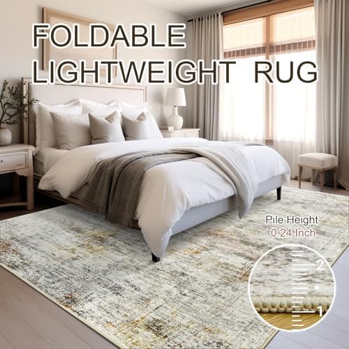 Soalmost 10x14 Area Rugs for Living Room Washable Rug Non-Slip Gray/Rust - Image 6