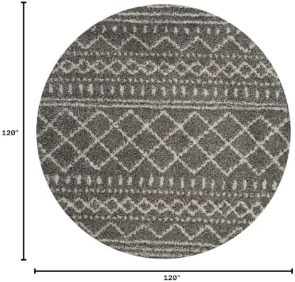 SAFAVIEH Arizona Shag Round Rug 10', Soft Plush Boho Brown & Ivory ASG741B - Image 2