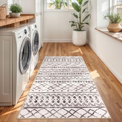 KUTA 3x5 Entryway Rug Brown Vintage Boho Washable Area Rug - Image 3