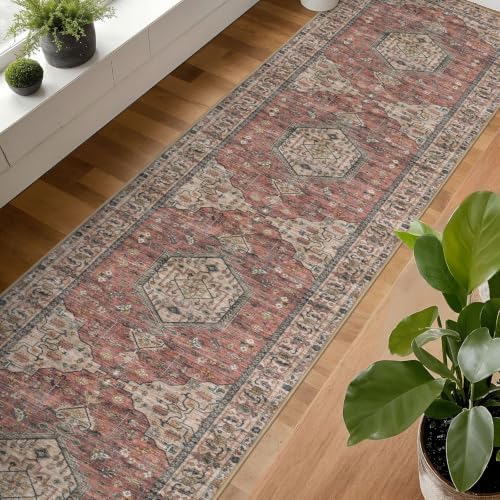 KUTA Extra Long Runner Rug for Hallway 2.6x20 Washable Hall Rug Terracotta - Image 4