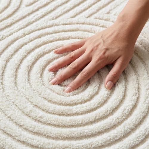 Washable Beige Solid Color 5x7 Area Rugs - Image 6