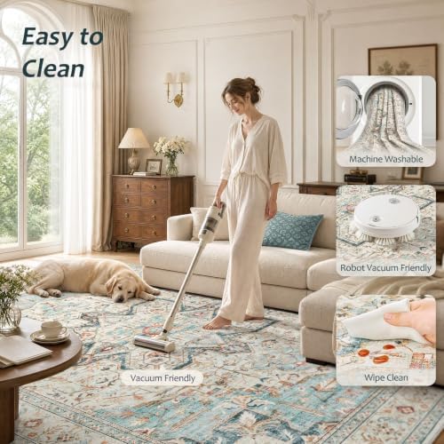 Tortania Area Rug 10x12 Living Room Rug Washable Soft Multi - Image 3