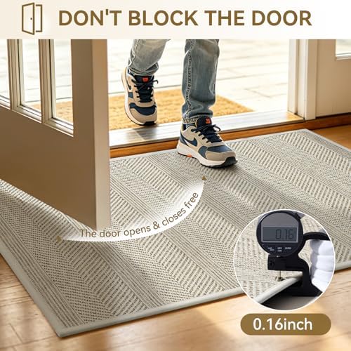 Indoor Door Mat Thin Low Profile Entryway Mats Beige 36"x59" - Image 6